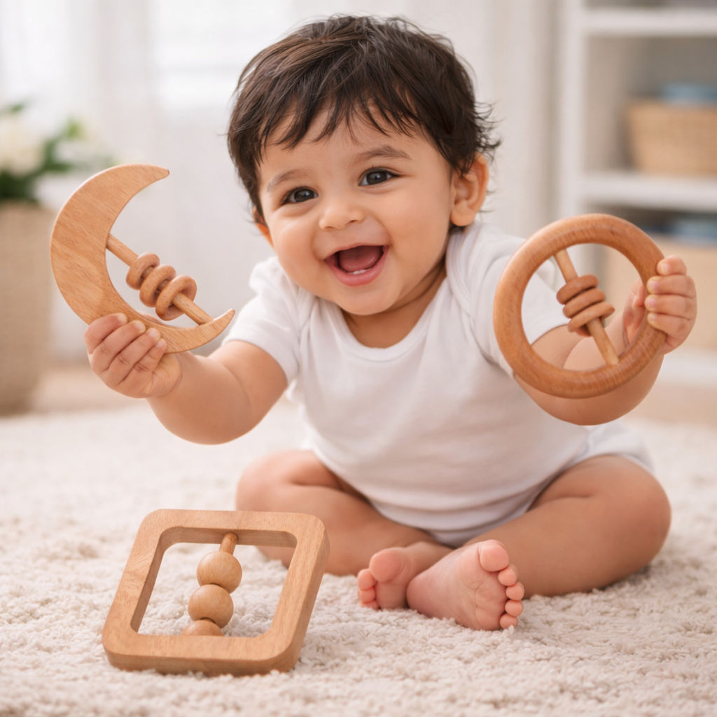 Neem Wood Rattles Set of 3